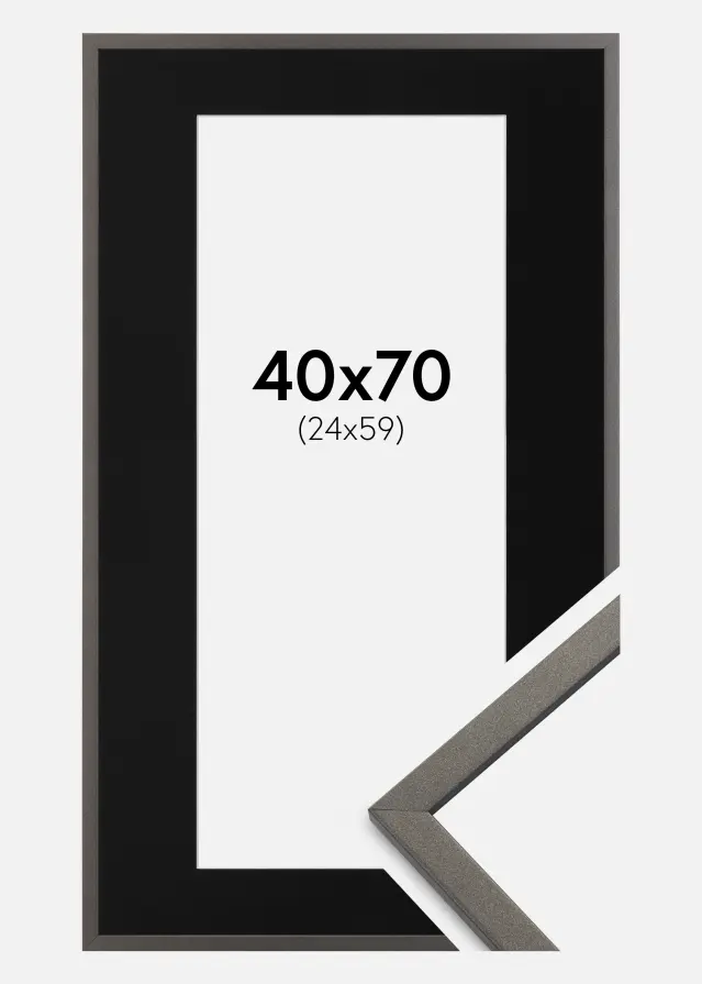 Рамка Edsbyn Графит 40x70 cm - Паспарту Черно 25x60 cm