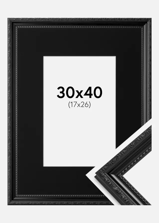 Рамка Abisko Черно 30x40 cm - Паспарту Черно 18x27 cm