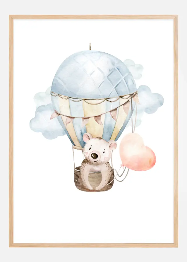 Bear hot air balloon Постер