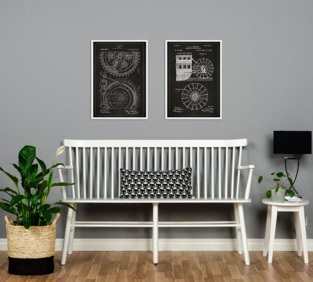 Патентен чертеж - Зъбно колело - Черно Постер