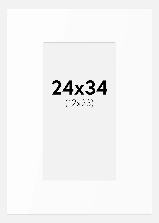 Паспарту Бял Стандарт (Бяло Ядро) 24x34 cm (12x23)