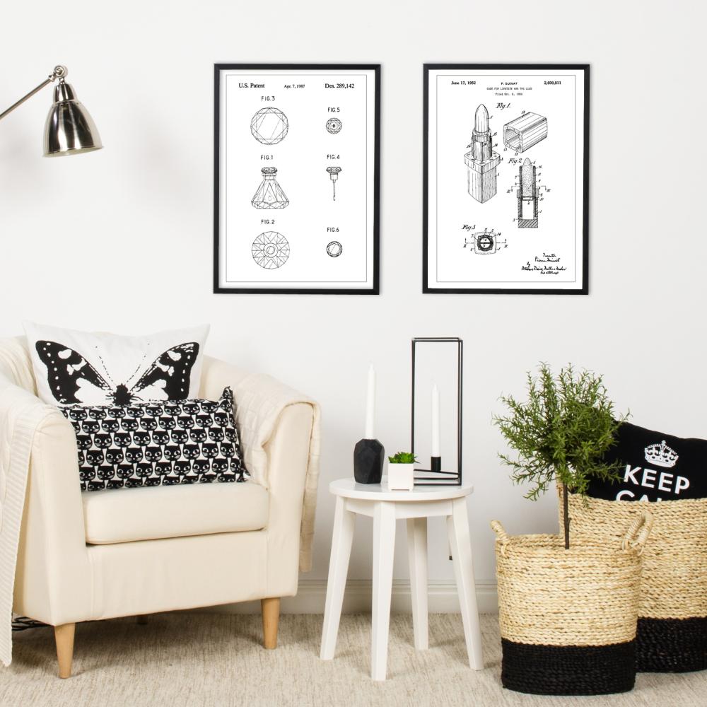 Патентен чертеж - Червило - бяло Постер