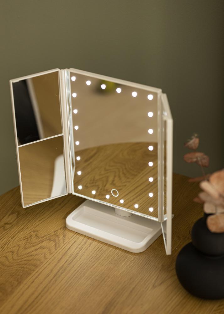 KAILA Козметично огледало Tri-Fold Magnifying бяло 20x30 cm