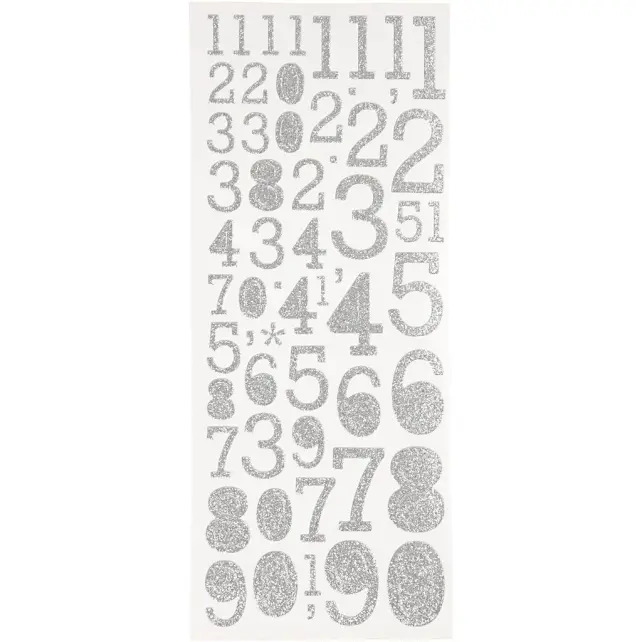Focus Блестящи стикери Сребро Numbers