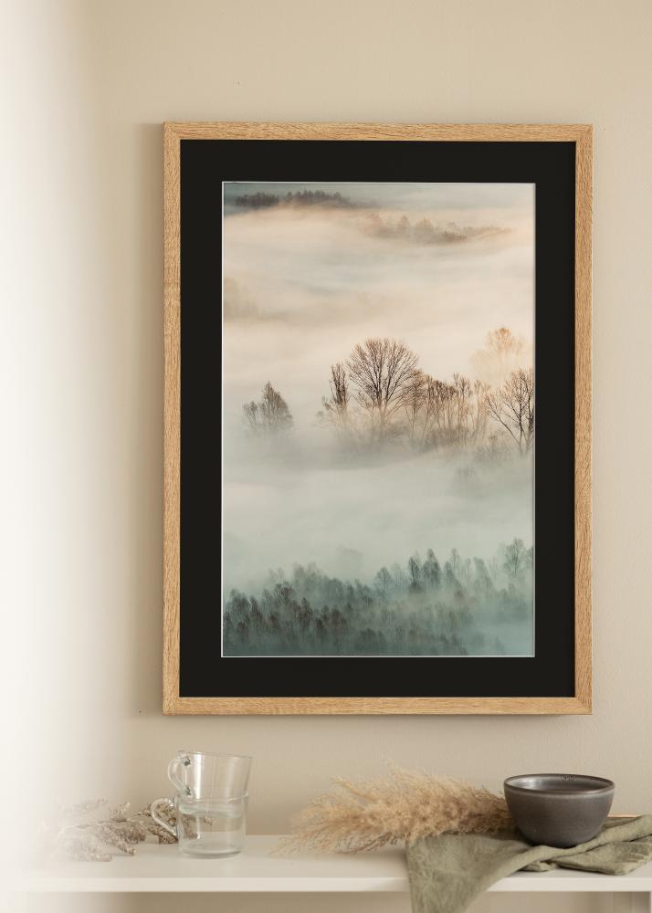 Рамка Fiorito Светъл дъб 30x40 cm - Паспарту Черно 21x30 cm