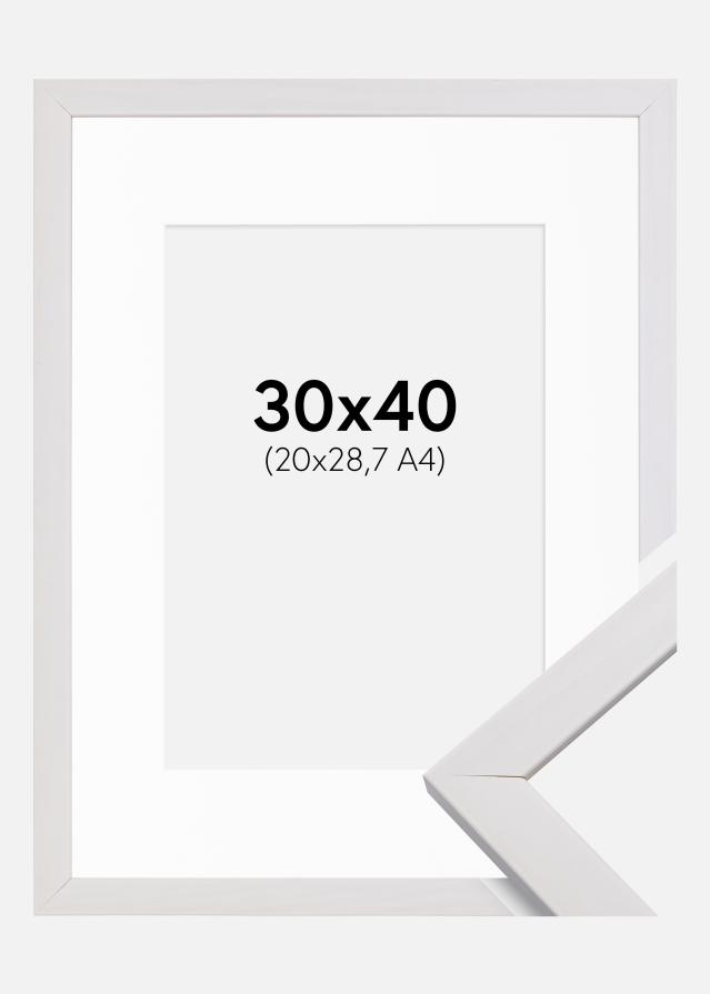 Рамка Стилен бяло 30x40 cm - Паспарту бяло 21x29,7 cm (A4)