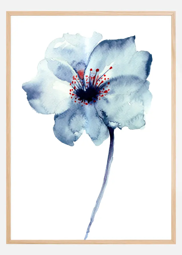 Aquarelle Flower - Blue Постер