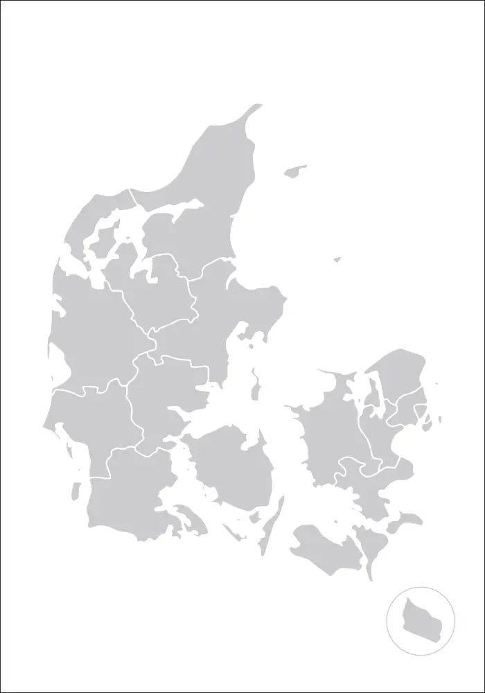 Карта - Danmark - сиво Постер