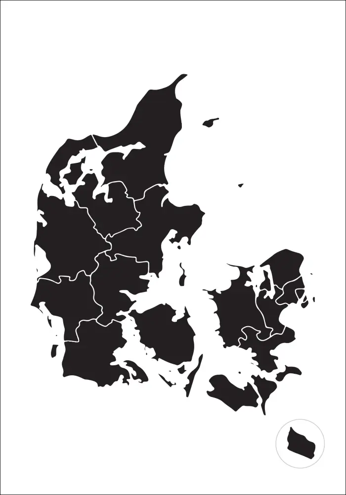 Карта - Danmark - Черно Постер
