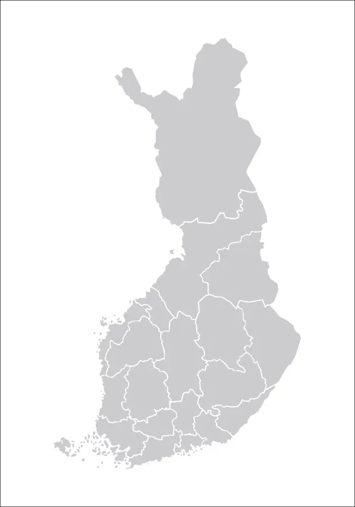 Карта - Finland - сиво Постер