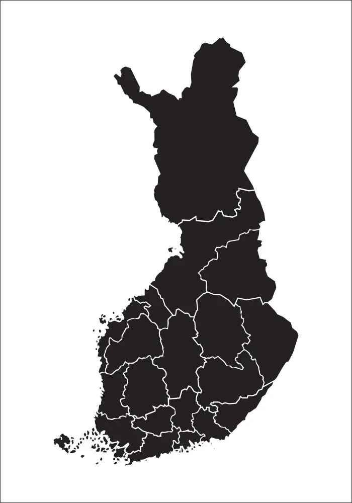 Карта - Finland - Черно Постер