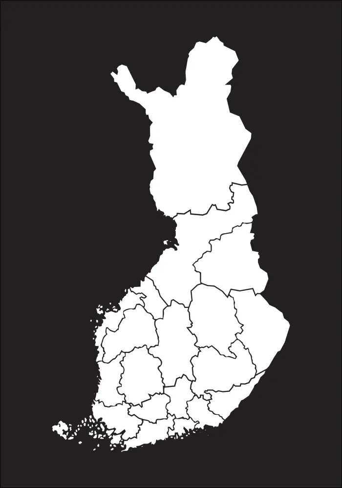 Карта - Finland - бяло Постер