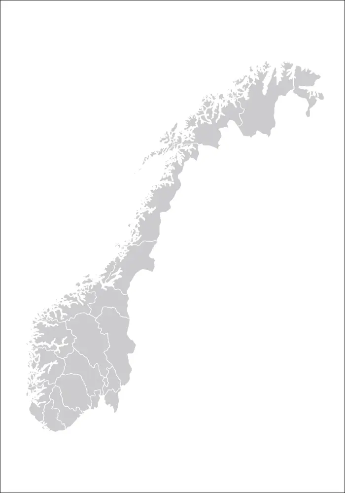 Карта - Norge - сиво Постер