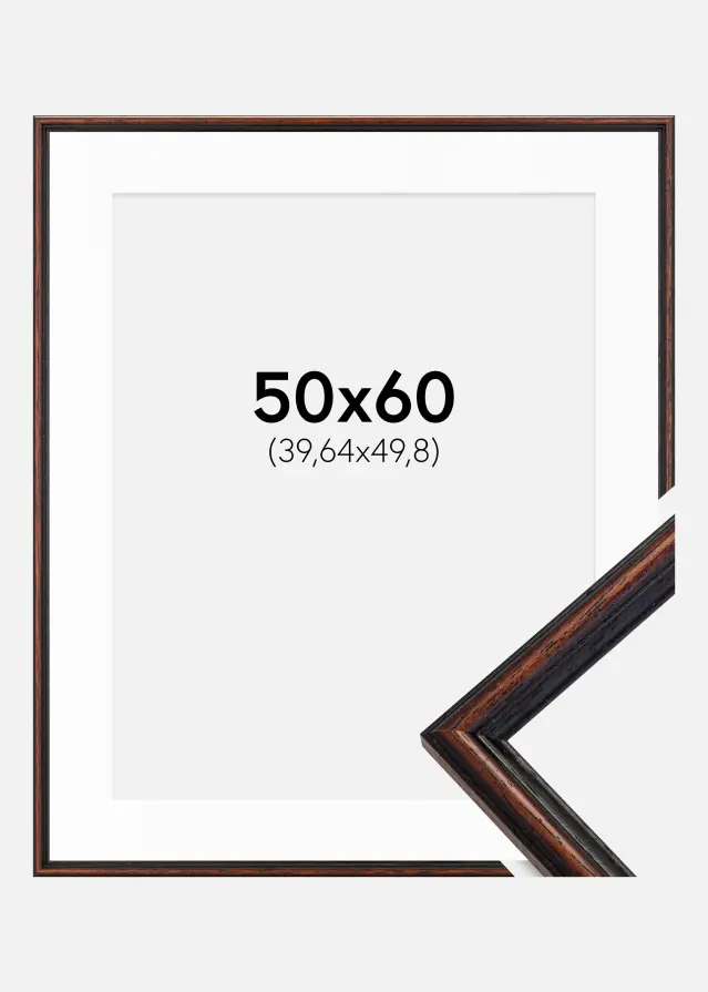 Рамка Horndal орех 50x60 cm - Паспарту бяло 16x20 inches