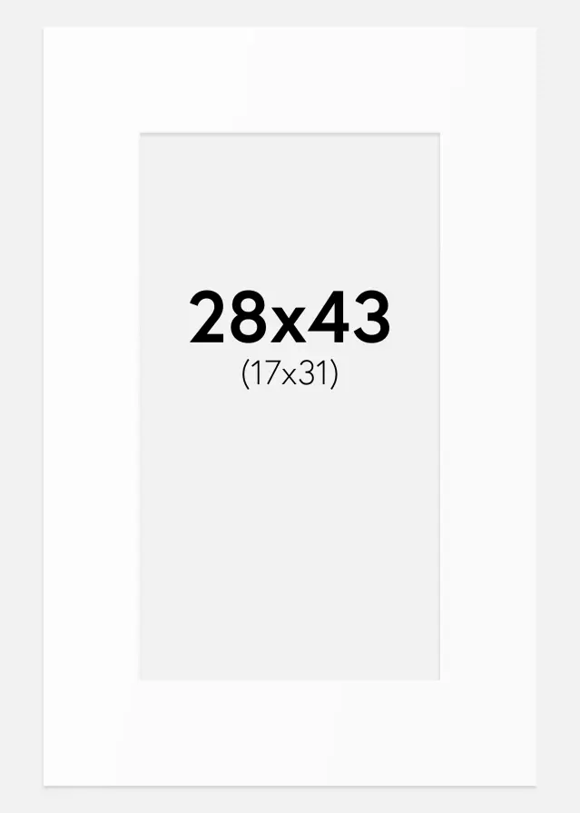 Паспарту Бял Стандарт (Бяло Ядро) 28x43 cm (17x31)