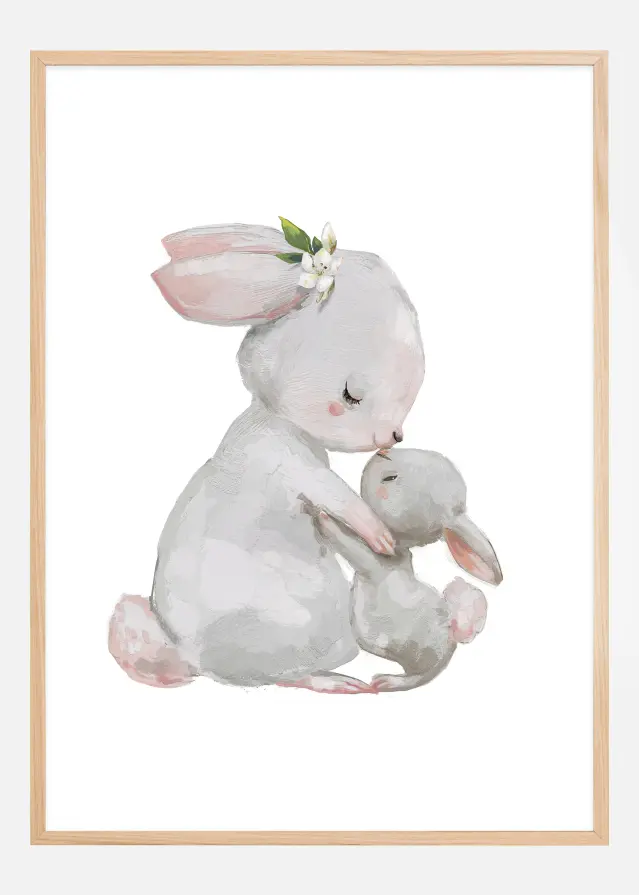 Rabbit Family Watercolor Постер