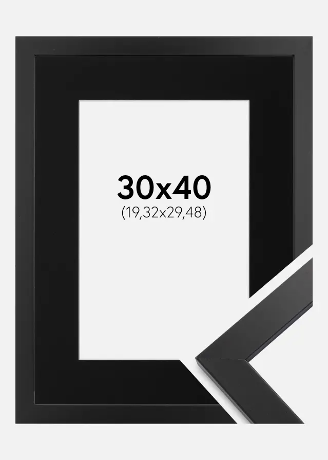 Рамка Black Wood 30x40 cm - Паспарту Черно 8x12 inches