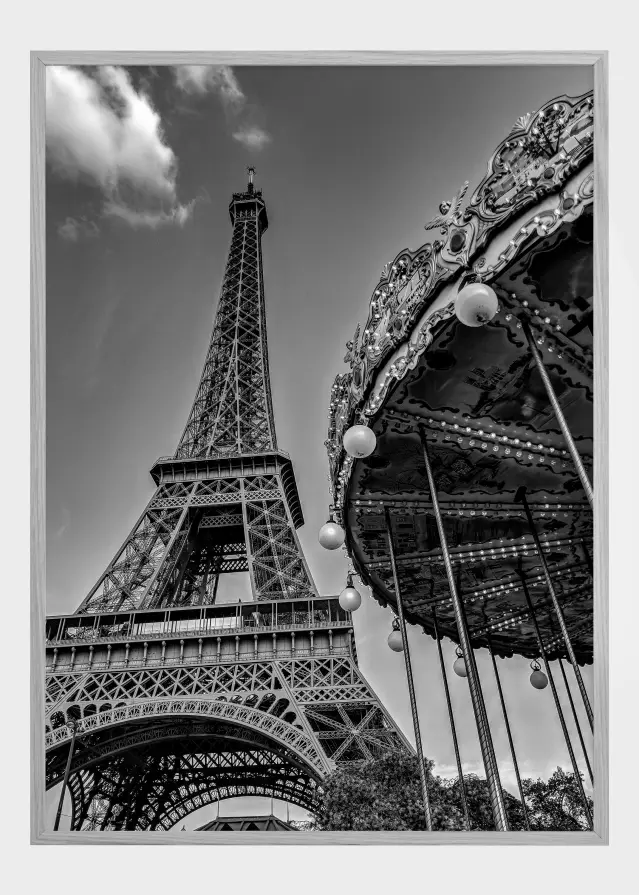 Merry-Go-Round at the Eiffel Tower Постер
