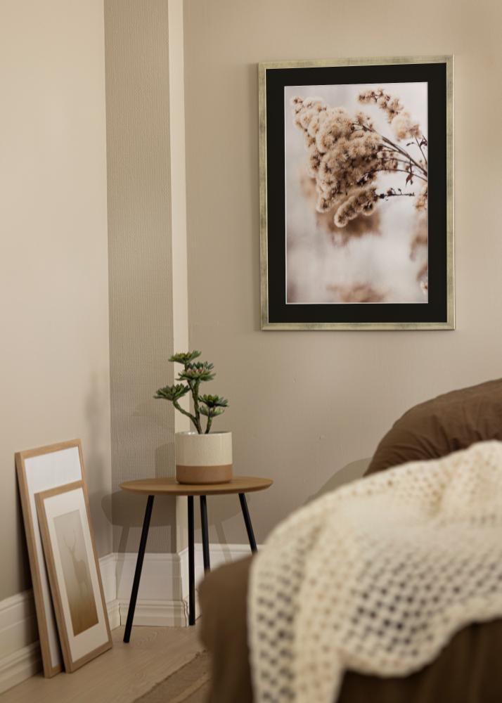 Рамка Стилен Сребро 18x24 cm - Паспарту Черно 13x18 cm