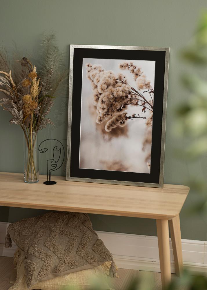 Рамка Стилен Сребро 18x24 cm - Паспарту Черно 13x18 cm