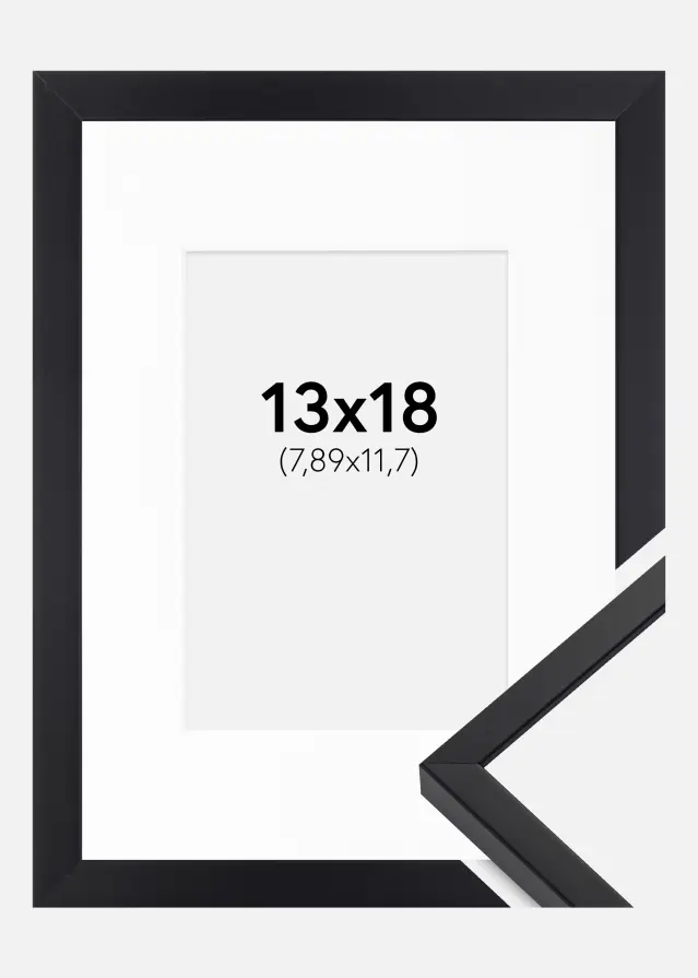 Рамка E-Line Черно 13x18 cm - Паспарту бяло 3,5x5 inches