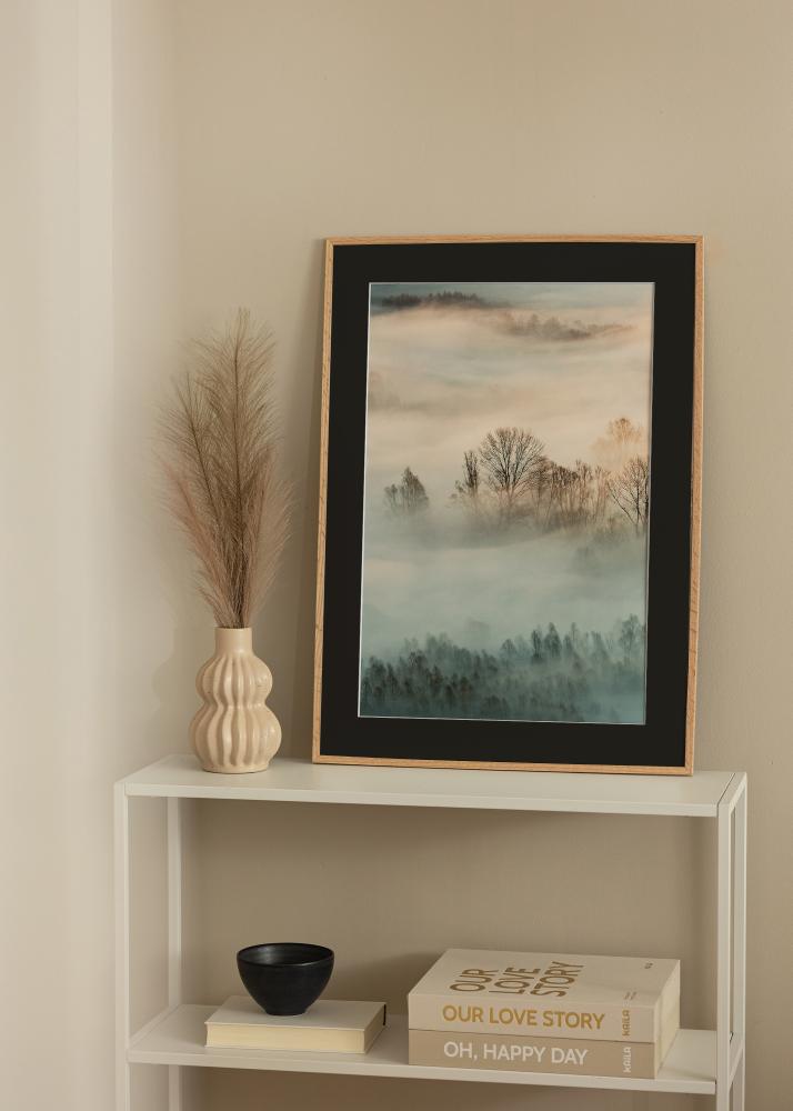 Рамка Тънък дъб 20x30 cm - Паспарту Черно 15x21 cm (A5)