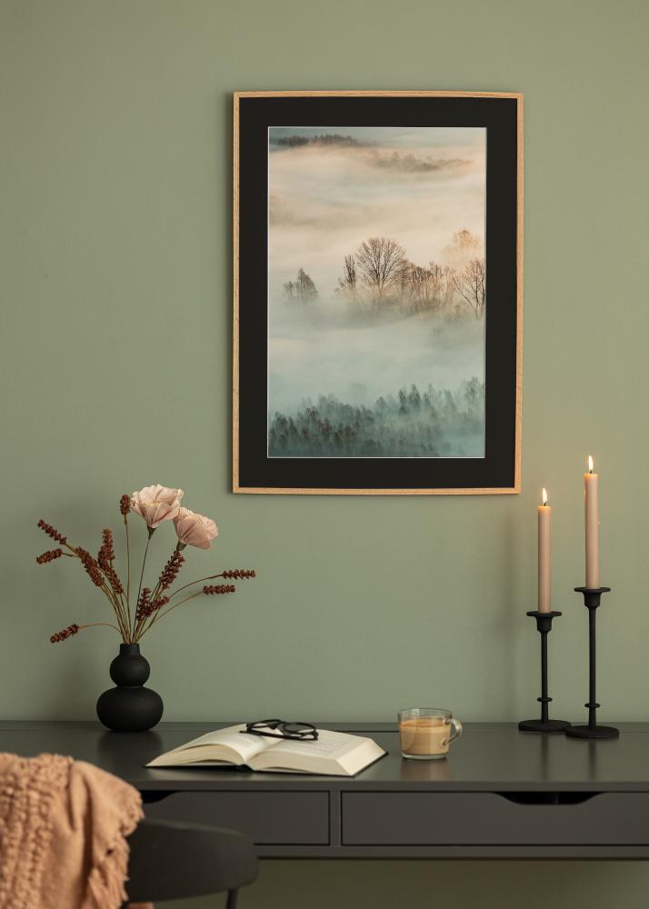 Рамка Тънък дъб 20x30 cm - Паспарту Черно 15x21 cm (A5)