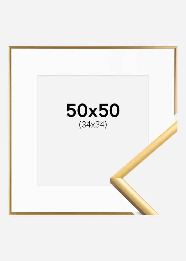 Рамка New Lifestyle Shiny Gold 50x50 cm - Паспарту бяло 35x35 cm