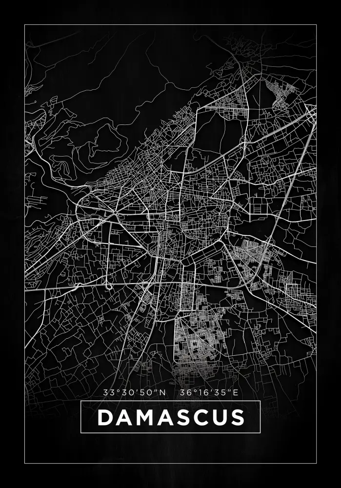Карта - Damascus - Черно Постер