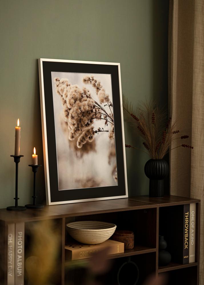 Рамка E-Line бяло 30x40 cm - Паспарту Черно 20x28 cm