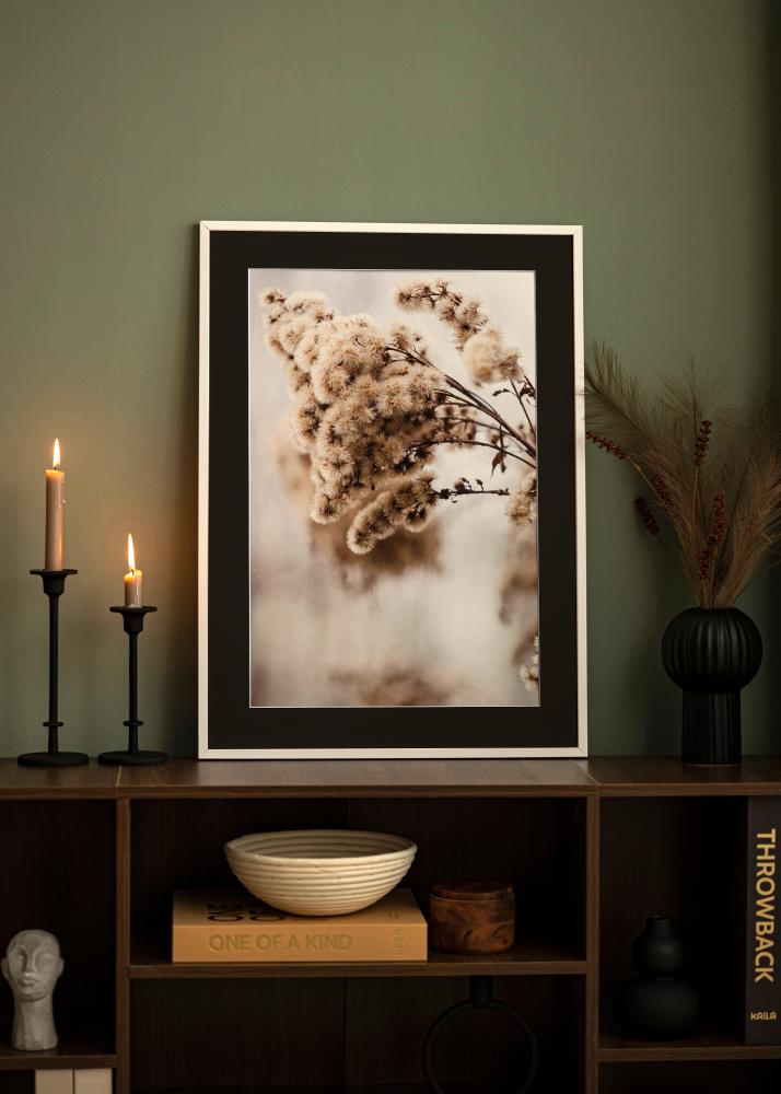 Рамка E-Line бяло 30x40 cm - Паспарту Черно 20x28 cm