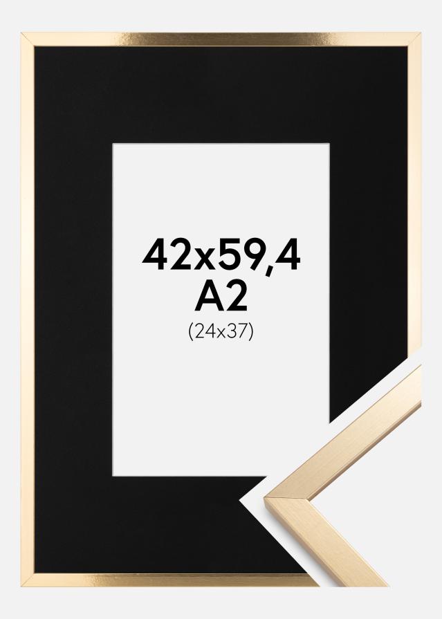Рамка Trendy Златно 42x59,4 cm (A2) - Паспарту Черно 25x38 cm