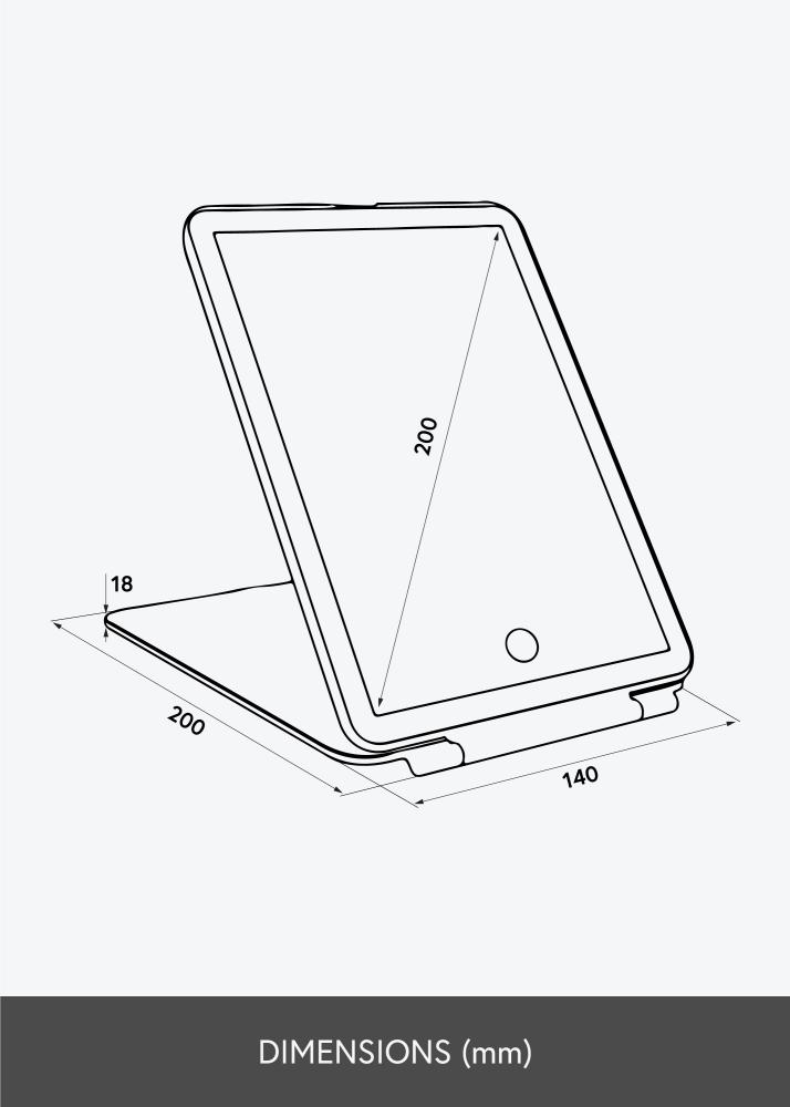 KAILA Козметично огледало Travel LED презареждаща се бяло 14x20 cm