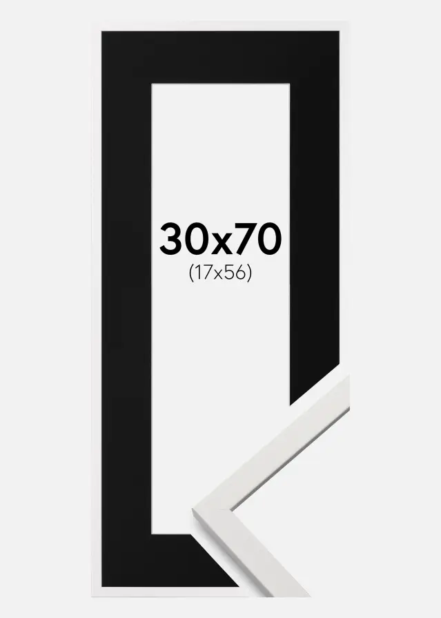 Рамка Edsbyn бяло 30x70 cm - Паспарту Черно 18x57 cm