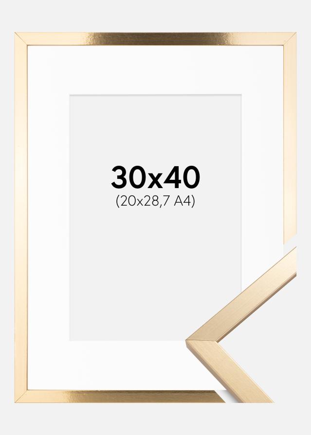 Рамка Trendy Златно 30x40 cm - Паспарту бяло 21x29,7 cm (A4)