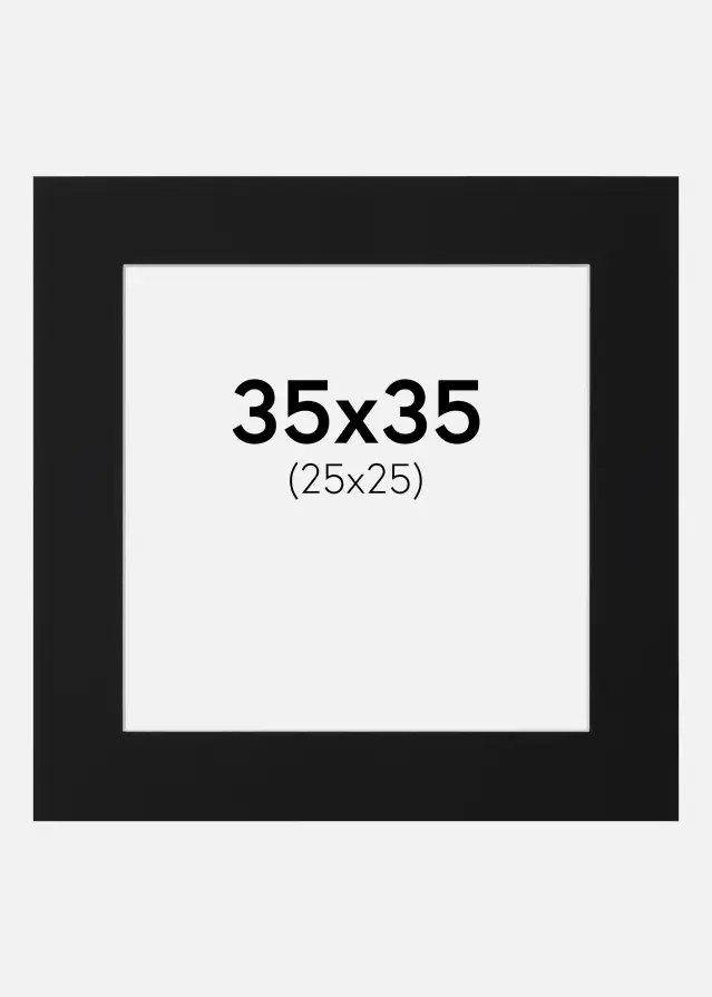 Паспарту Черен Стандарт (Бяло Ядро) 35x35 cm (25x25)