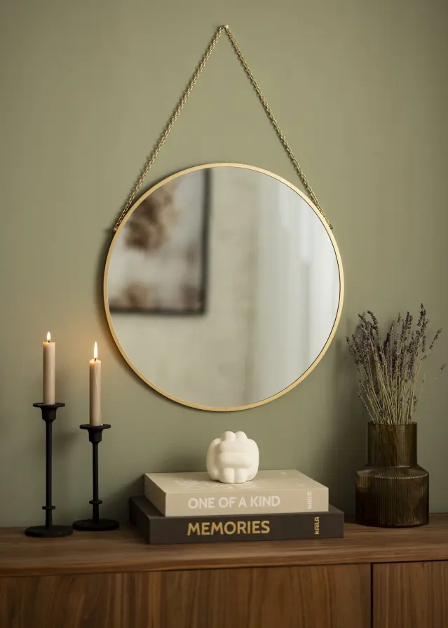 Кръгъл Огледало Modern Златно 50 cm Ø