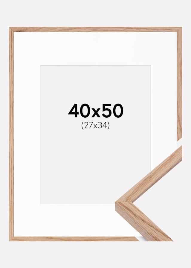 Рамка E-Line Дъб 40x50 cm - Паспарту бяло 28x35 cm