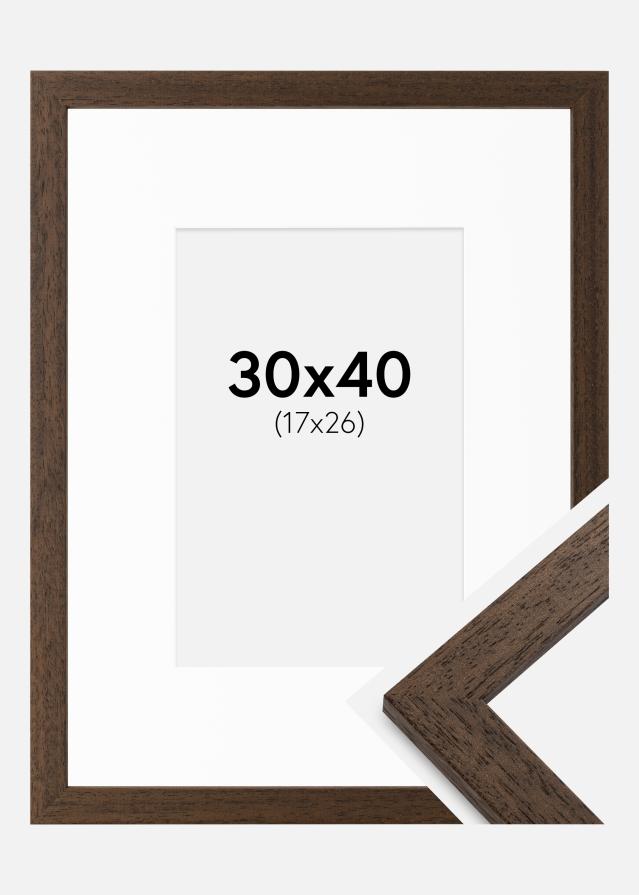 Рамка Brown Wood 30x40 cm - Паспарту бяло 18x27 cm