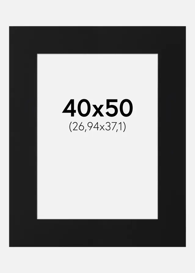 Паспарту Черен Стандарт (Бяло Ядро) 40x50 cm (26,94x37,1)