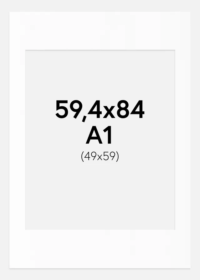 Паспарту бяло Стандартен Бяло ядро A1 59,4x84,1 cm (49x59)
