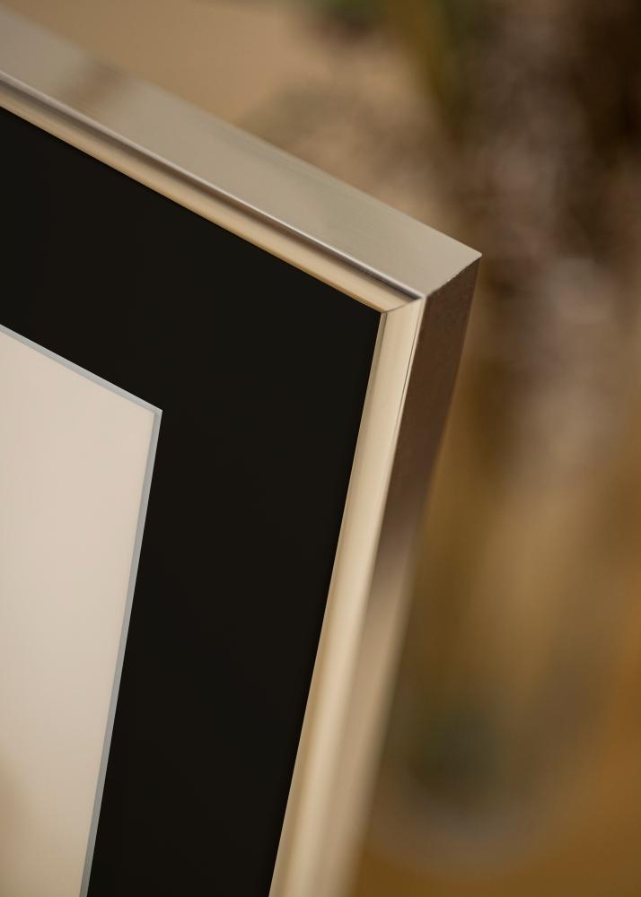 Рамка Алуминий Гланцово сребро 50x50 cm - Паспарту Черно 35x35 cm