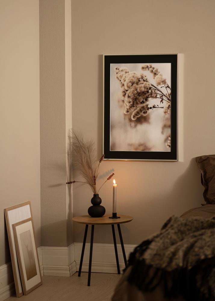 Рамка Алуминий Гланцово сребро 50x50 cm - Паспарту Черно 35x35 cm