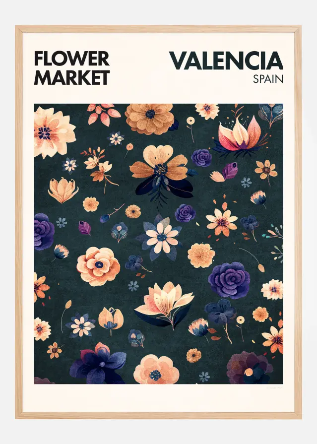 Flower Market - Valencia Постер