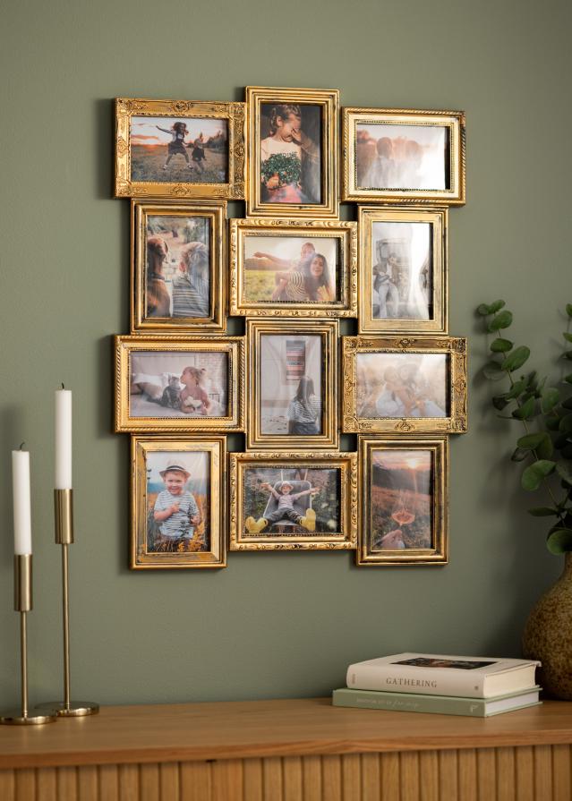 Ретро Рамка за колаж Матирано злато - 12 Снимки