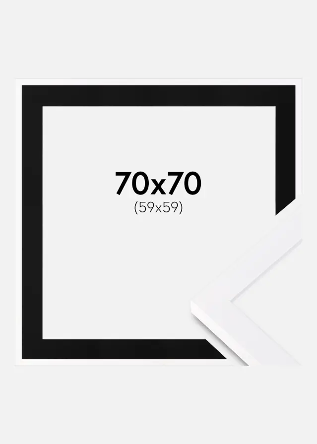 Рамка Selection бяло 70x70 cm - Паспарту Черно 60x60 cm