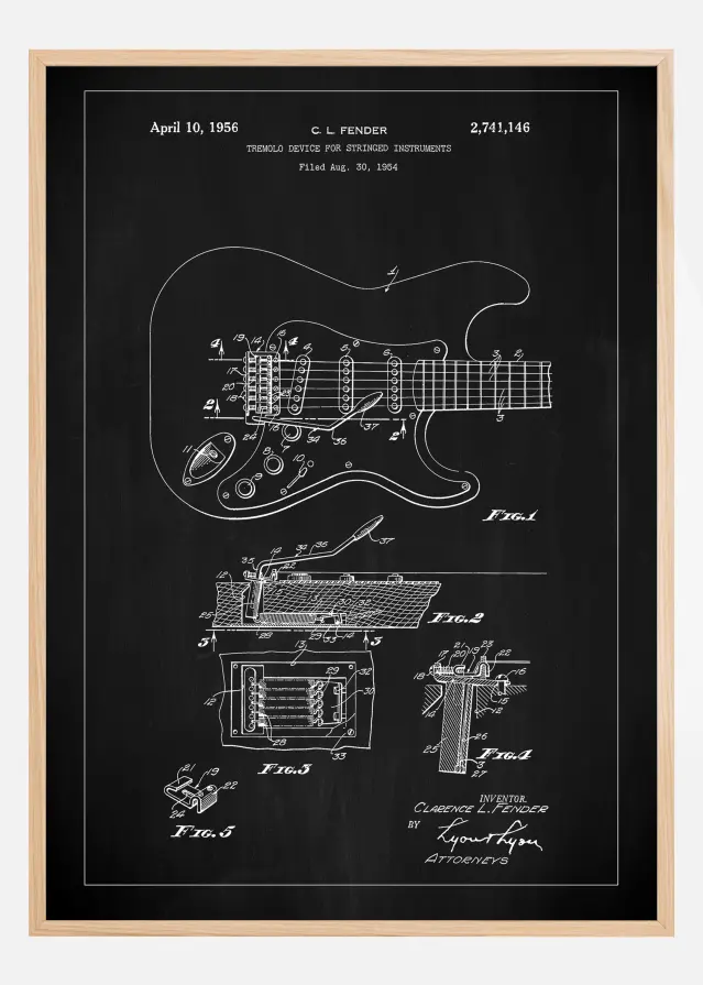 Patent Print - Tremolo Device - Black Постер