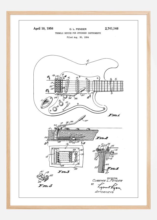 Patent Print - Tremolo Device - White Постер