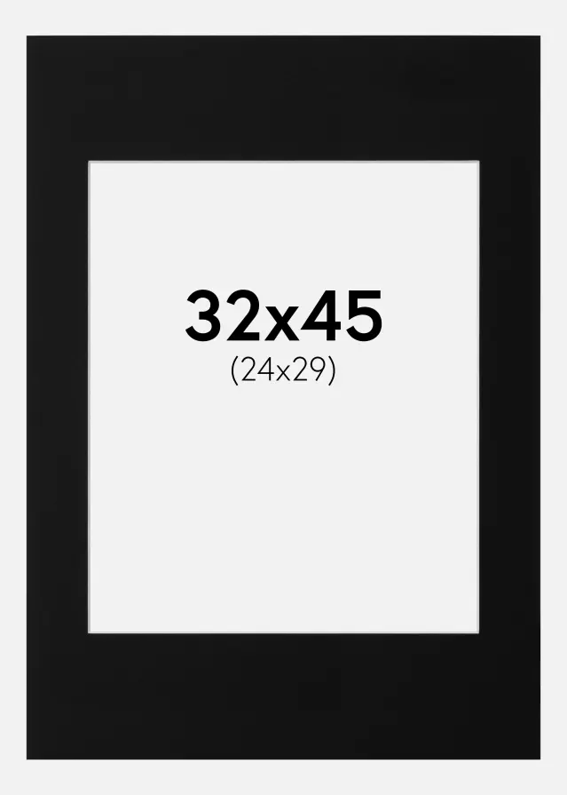 Паспарту Черно Стандартен Бяло ядро 32x45 cm (24x29)