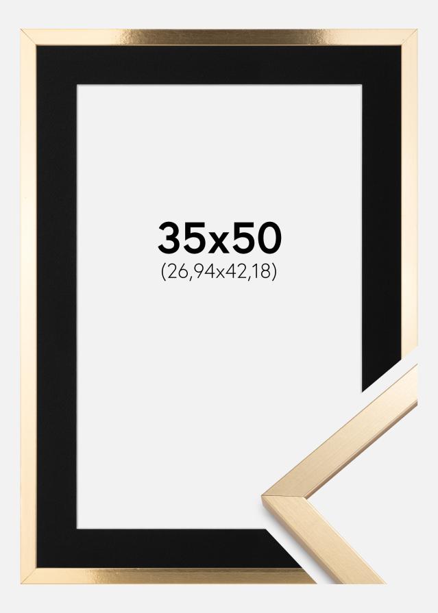 Рамка Trendy Златно 35x50 cm - Паспарту Черно 11x17 inches